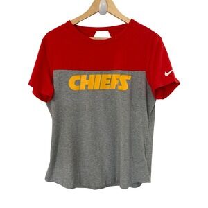 Nike Kansas City Chiefs NFL Team Apparel Women's Red Gray Cutout TShirt Large